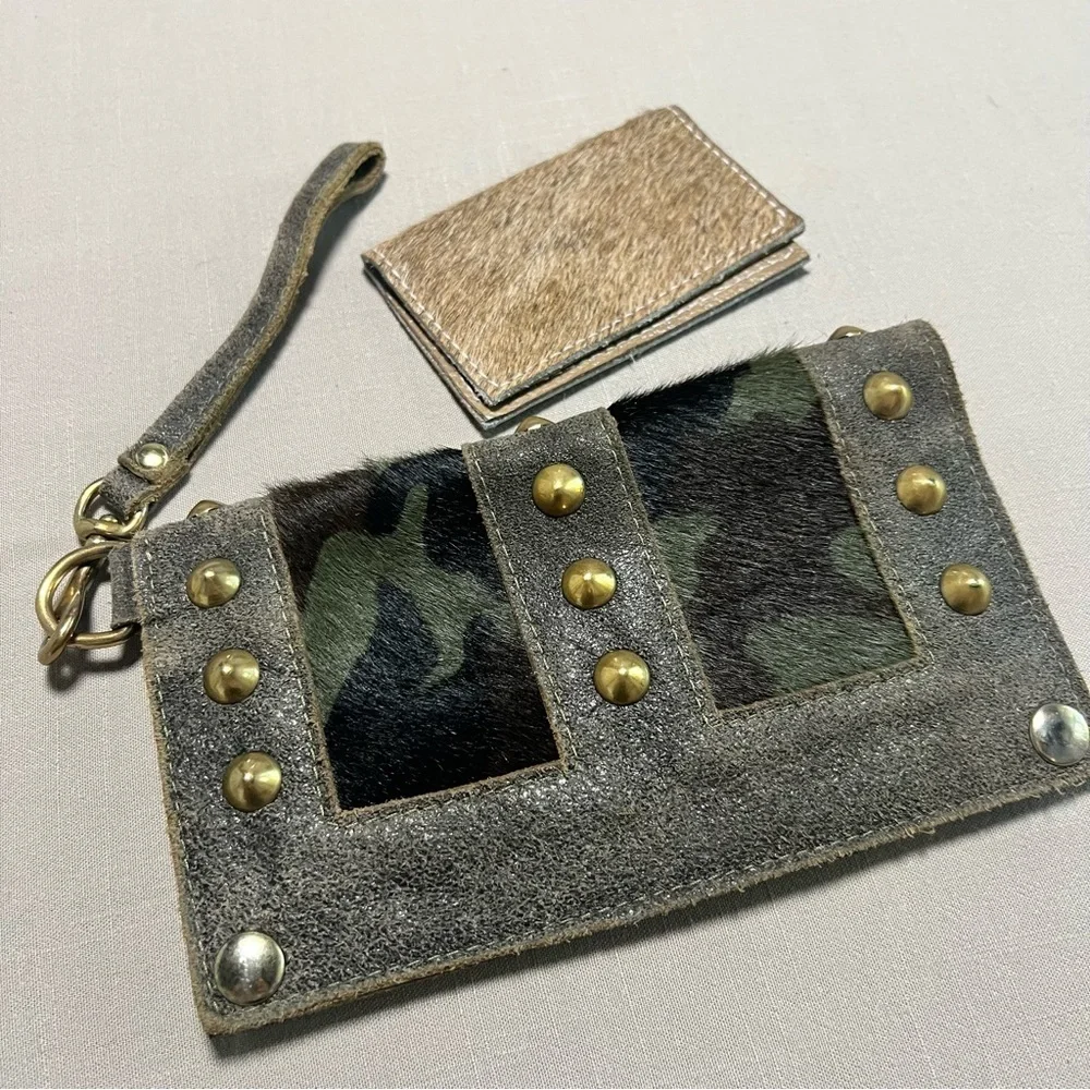 Maya Moon Handmade Recycled Leather Clutch Wallet Wristlet + Card Holder